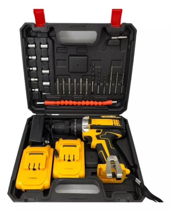 Pack - Taladro Inalámbrico 98v Tasbel + 2x Baterías Recargables + Juego de Dados 46 Piezas