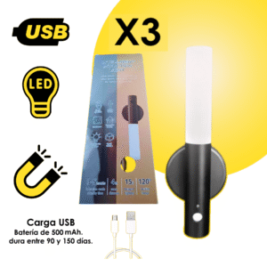 Pack x3 Lámparas LED con Sensor de Movimiento – Recargable USB