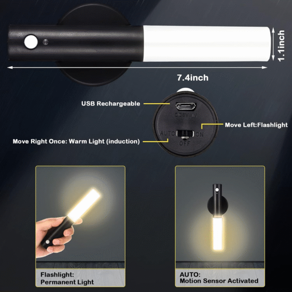 Pack x3 Lámparas LED con Sensor de Movimiento – Recargable USB