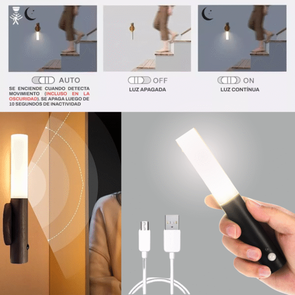Pack x3 Lámparas LED con Sensor de Movimiento – Recargable USB