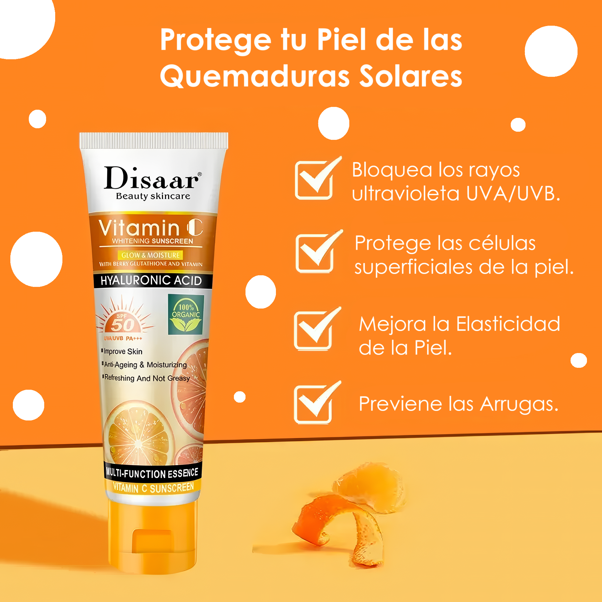 Protector Solar Disaar con Vitamina C y Ácido Hialurónico